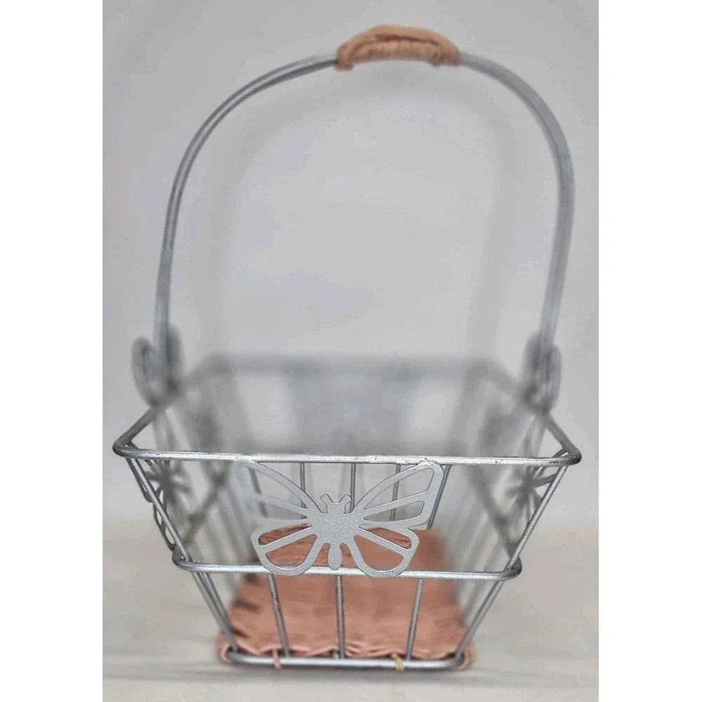 Butterfly Metal Wire Basket w/Handle. Easter, Baby, Seasonal‎ Decoration